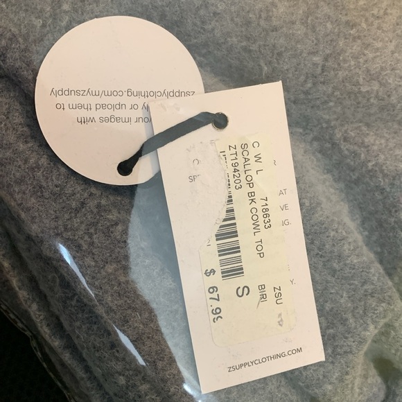 Z Supply | NWT Black Iris Fleece Scallop Breakaway Back Cowl Neck Sweater Top S - Picture 3 of 4